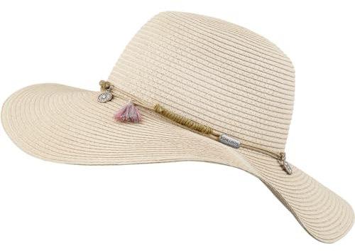 CHILLOUTS Atlanta Hat Sonnenhut UV Schutz- Sonnenhut Stroh Damen Faltbar, Hut mit Breiter Krempe UPF 50+, Panama Hut Damen Sommer, Strandhut, 85 Natural, XS