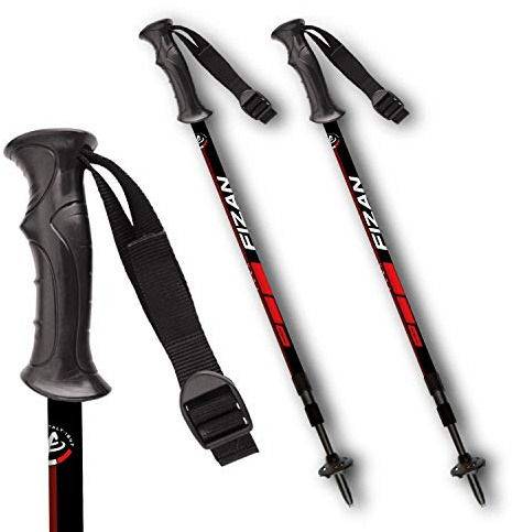 Fizan Explorer, Modelo Veer, Bastones de Senderismo y Marcha Nórdica Unisex Adulto, Rojo