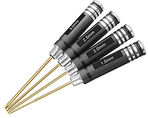 HRB Set di 4 cacciaviti esagonali, 1,5 mm, 2,0 mm, 2,5 mm, 3,0 mm, in titanio, set di attrezzi per cacciaviti esagonali multiassi, FPV Racing, drone RC quadricottero, elicottero auto