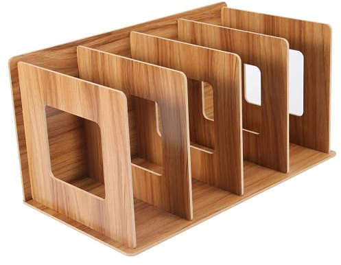 Jeffergarden Hölzerne DIY Desktop Bücherregal Rack Bücher, DVD Lagerung Zeitschriftenhalter Bücherregal für Studenten, Kinder, Erwachsene Studenten Schulbüro(Kirsche)