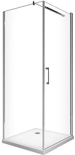 Box Doccia Battente Più Parete Fissa Laterale Vetro Temperato 8 mm Easy-clean Reversibile (PORTA 62-64 + FISSA 68,5-70,5)