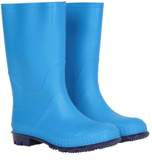 Mountain Warehouse Plain Kids Wellies - Waterproof, Soft Jersey Lined Wellington Boots, Gripped Sole, Boys & Girls - Spring Summer, Rain, School, Outdoors Blue Junior Shoe Size 4