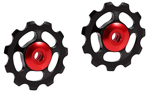 Sctröllchen,1 Paar Umwerfer Riemenscheibe,Aumlegierung 11T CNC Rad Sctwerk Riemenscheibe für Fahrrad Fahrrad(Schwarz + Rote Mütze) sctröllchen 11t