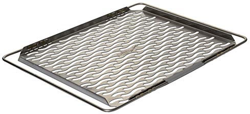 LARES Teglia da forno in acciaio inox con staffe estensibili – con fori a forma di onda – Dimensioni della superficie di cottura: 32 x 47 cm – Made in Germany