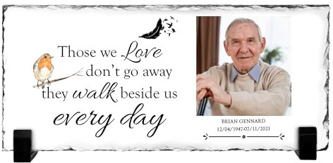 Print Maniacs Personalised Rock Slate Photo Plaque Still Loved Still Missed Funeral Grave Marker Gift Memorial Remembrance In Loving Memory Tribute (12cm x 22cm)