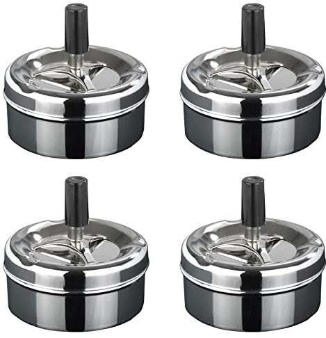 4er Set Drehaschenbecher Edelstahl Aschenbecher Windaschenbecher 9 x 5 cm Drehascher Sturmaschenbecher Wind Ascher
