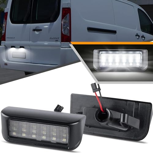 OZ-LAMPE 2PCS LED Number Plate Light for Citroen berlingo Jumpy, License Plate Lights for Peugeot Expert Partner, Xenon white License Plate Bulbs with Canbus Error Free, LED Tail Lights Rear Lamp