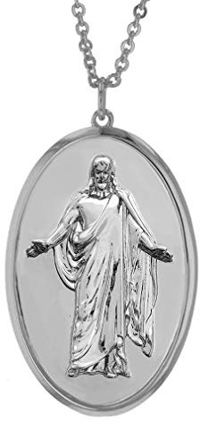 Christus Pendant Necklace w/ 18 Chain and 2 Extension Jesus Necklace for Christian and LDS (Silver Customized)