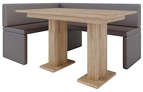FURNISTAR Eckbank Akiko mit Tisch - Eckbankgruppe für Ihrem Esszimmer, Küche modern, Sitzecke, Essecke. Perfekt für Küche, Büro und Rezeption. Solide und Starke Verarbeitung (Soft 30, 196x142 rechts)