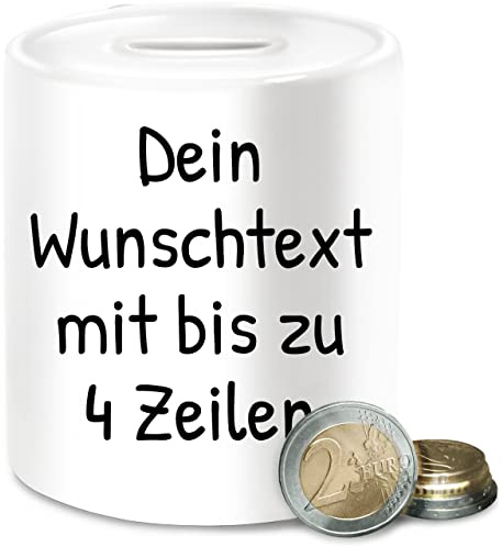 Spardose - Aufdruck selbst gestalten - Wunschdruck Text Namen I Eigener Custom Text - Unisize - Weiß - Geschenke für frisöre trinkgeldkasse wunschtext Trinkgeld Kasse bierkasse kaffeekasse