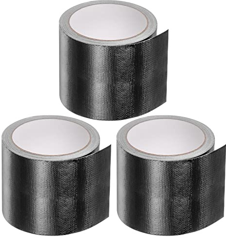 sourcing map 3pcs Tarpaulin Repair Tape, 3.15 x24.6ft Waterproof Rip Stop Patch and Tent Repair Tape for Tear Resistant Tent Greenhouse, Black