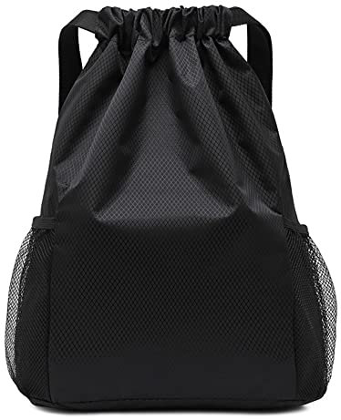 Turnbeutel Kordelzug Rucksack Tasche,Kordelzugbeutel mit großem Fassungsvermögen,Rucksack mit Kordelzug String Bag Turnbeutel,Sportbeutel Zuziehbeutel,Sport Rucksack für Damen Herren,Schwarz40x48cm