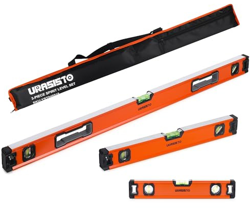 URASISTO 3-Piece Spirit Level Set, 12, 20, 40 Level Set with Magnetic Torpedo Levels, 45°/90°/180°Bubbles Measuring, Aluminium Alloy Levels with Carrying Bag