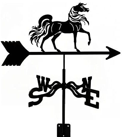 Girouette Girouette Jardin Girouette Cheval Durable en Acier Inoxydable Girouette Indicateur De Direction du Vent pour L'extérieur Toit Mont Yard Girouette Outil De Mesure