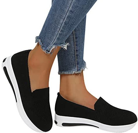 Damen Schuhe Leicht Fitnessschuhe Frauen Dicke Sohle Freizeitschuhe Hoch Trainingsschuhe Bequem Breite Schuhe Trekkingschuhe für Schule Walking Fitness Gym Sport