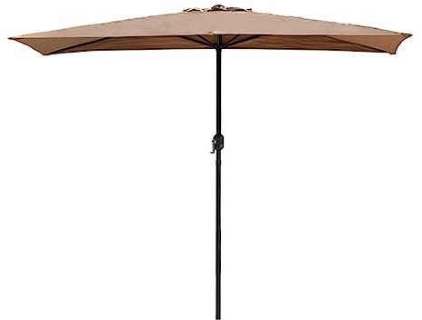Halber Rechteckiger Sonnenschirm Strand, 200×100cm, Gartenschirm mit Kurbel und 5 Rippen, für Terrasse, Balkon, Garten, Deck (Ohne Fuß) (Color : Khaki)