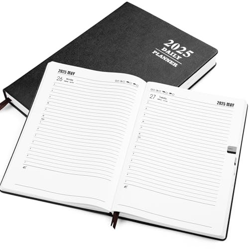 Kesote Tagesplaner 2024 Wochenkalender 2024 12 Monate Notizbuch 2024 mit festem Einband für Produktivität liniertes Notizbuch A4 Schwarz
