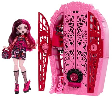 Monster High Coffret Monstrueux Secrets Énigmes du jardin avec poupée Draculaura, dressing et plus de 19 surprises pour l’heure du goûter, dont des vêtements pour poupée, HYT72