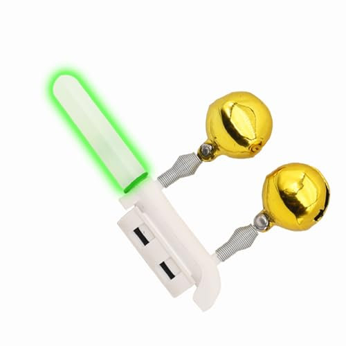 Zehon Fishing Rod Light Tips Led Flashing with Bells for Bite Alarm Indicator，Clip-On Pole Glow in the Dark for Night (Strobe)