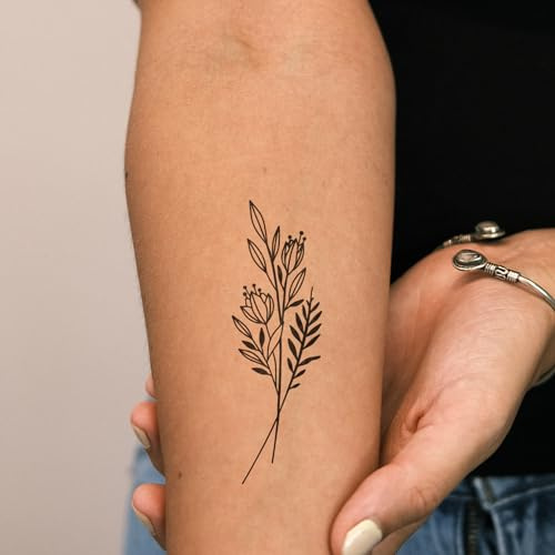 Inkster Tattoo Kleiner Blumenstrauß | NEU: Verbesserte Qualität | Hautfreundlich & EU Kosmetikzertifiziert | hochwertige Temporäre Tattoos aus pflanzlichen Inhaltsstoffen | wasserfest