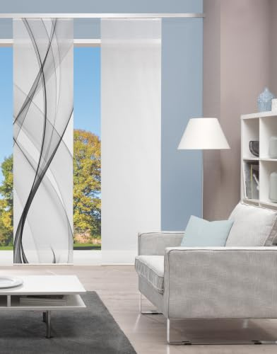 Vision S PACOLIA Schiebegardine, Wellenmotiv, halbtransparent, Bambus-Optik