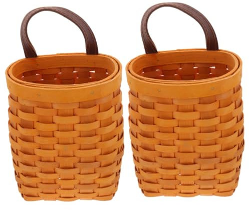 Zerodeko 2stücke Holz Aufbewahrungskorb Mit Griff Handgemachter Wandkorb Für Obst Und Gemüse Für Küche Badezimmer Und Wohnräume Vielseitig Einsetzbar Und Langlebig