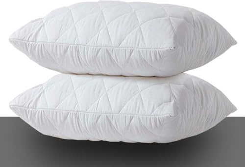 Paquete de 2 fundas de almohada blancas hipoalergénicas con cremallera, funda de almohada acolchada, lavable a máquina, a prueba de polvo y ácaros, 50 x 75 cm