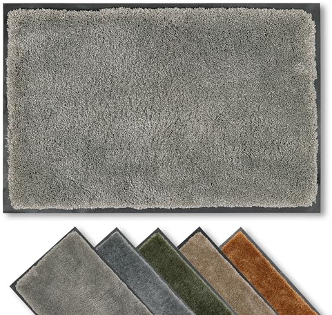 Rutschfeste Schmutzfangmatte innen weich - Grau 80 x 120 cm (Rechteckig) | Pflegeleichte Sauberlaufmatte Eingang Fussmatte rutschfest Läufer Flur waschbar per Hand Türmatte PVC frei Fußmatte indoor
