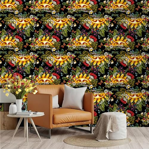 Selbstklebende Tapete Gelb Grün Lila Strukturtapete Wandtattoo Schlafzimmer Tapete Selbstklebend Vliestapete Wallpaper for Living Room Tapeten Langlebig Wandschutzfolie 45x300cm