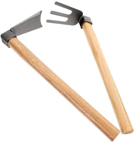 KONTONTY 1juego Herramientas De Jardinería Azada y Rastrillo De Mango De Madera para Plantar y Deshierbar El Hogar y Jardín