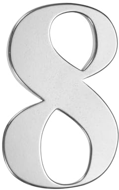 M METERXITY 1 Pcs Numéro de Maison autocollant, 2 Pouce en Acier Inoxydable 304 Numéro de Boîte aux Lettres Numéro d'Adresse pour la Maison/Bureau/Hôtel/Ferme [Numéro 8, Argenté]