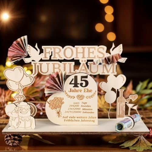 MINISONA Romantisches Geschenk für 45. Hochzeitsjubiläum Geldgeschenk Hochzeitstag 45 Jahre Ehe Geschenkidee Geschenk für 45 Jahre Ehepaar (45)