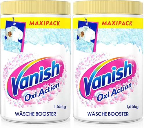 Vanish Oxi Action Powerweiss Pulver – 1 x 1,65 kg – Fleckenentferner und Wäsche-Booster Pulver ohne Chlor – Für weiße Wäsche (Packung mit 2)