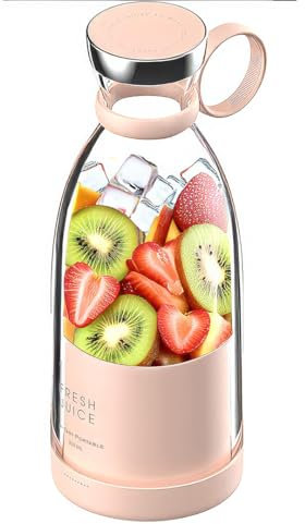 FreshJuicer, Portable Blender for Shakes and Smoothies 350ML, Rechargeable Personal Smoothie Maker with USB Wireless Charger, Perfect for Travel, Gym, and Office