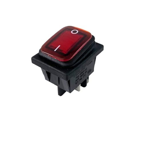 Interrupteur DPST KCD4-201 4 broches 6 broches 30x22 Interrupteur à bascule étanche robuste LED rouge 220 V éclairé 16 A 250 V CA(Red Light,4PIN_1PCS)