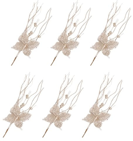 Zeiwohndc 6 Stück Weihnachts Stechpalmen Beeren Zweig Stechpalmen Beeren Stängel Weihnachts Pflanzen Dekoration Für Weihnachtsfeier Mittelstücke