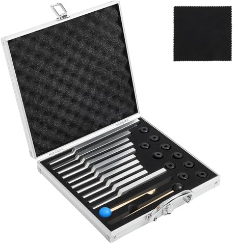 Solfeggio Stimmgabeln für Heilung, 10 Stück, silberfarben, ungewichtet, Stimmgabel-Set aus Aluminiumlegierung, mit exquisiter Aluminiumbox, Klangheilungsinstrumente für DNA-Heilung