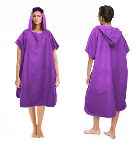 Poncho de bain pour homme et femme, serviette poncho en microfibre, long porte-manteau avec capuche, idéal pour la plage et le surf