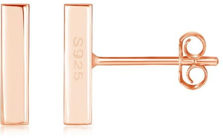 Loutade Ohrstecker Silber 925 Ohrringe für Damen Mädchen, Hypoallergen Kleine Flache Stab/Zirkonia Ohrstecker aus 925 Sterling Silber, Minimalistische Ziemliche Knorpel Schlafen Flache Ohrringe