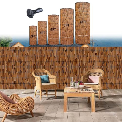 LRHELPBNR Valla Jardin Exterior Paneles De Pantalla De Privacidad para Patio Valla Decorativa De Caña For Balcón, Valla De Valla De Jardín, Valla De Bambú(0.61x5m/2x16.4ft)