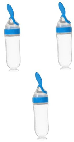 Ciieeo 3 Stück Silikon -Extrusions -Fütterungslöffel Löffel für Babynahrung Löffel für die Babyfütterung Fütterlöffel zusammendrücken Flaschenlöffel Löffel für Babys Kieselgel Himmelblau