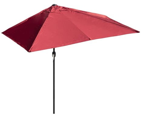 Outdoor Halbschirm 200x100cm Wandschirm Terrassenschirm 250x130cm mit Kurbel & 5 Rippen UV-Schutz für Balkon & Veranda Garten Sonnenschutz
