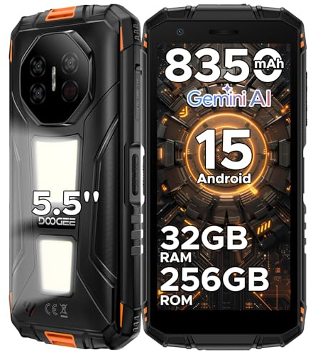 DOOGEE Fire 3 Max Android 15 Outdoor Handy Ohne Vertrag 256GB+32GB 8350mAh 1200LM Campingleuchten Outdoor Smartphone 5.5 IPS HD+ Display 48MP+8MP Widevine L1 Support/ IP68/ GPS/Fingerabdruck/NFC/OTG