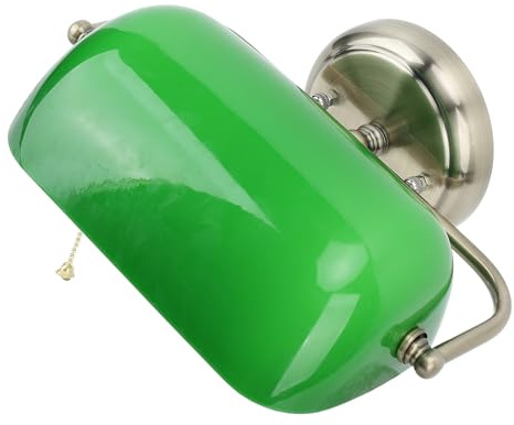 Fafeicy Lampada da Parete del Banchiere Verde Vintage, Luci a Parete retrò con Pale Industriale con Interruttore a Catena a Trazione per Sala da Letto Sala da Letto