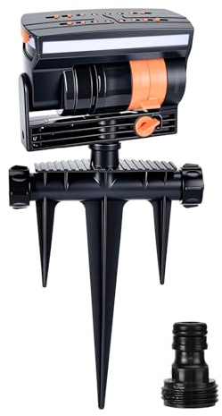 Turmegtt 16 Loch Viereckregner Oszillierender, Gartensprenger, Kreis und Sektorenregner mit Automatischer Rotationsfunktion, Viereckregner Rasensprenger, 4 Sprühformen für 8-14m Gartenbewässerung