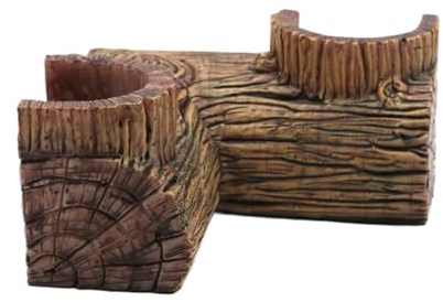 Aquarium Underground Cave - Two Hole Shrimp Cave - Wood Grain Decoration for Freshwater Saltwater Corner Tanks Home Bedroom Terrarium School Restaurant