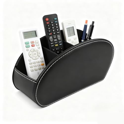 Snowth Soporte para mando a distancia con 5 compartimentos, Organizador de mandos a distancia de PU, Porta mandos a distancia, Organizador escritorio, Ccesorios de escritorio,Para a distancia
