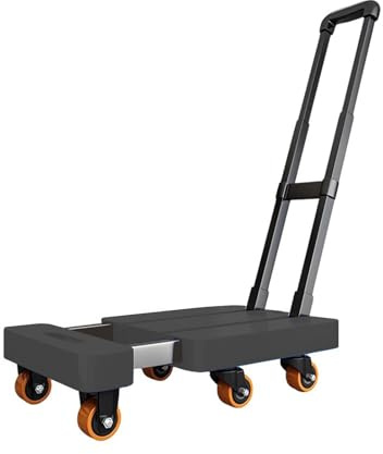 Carrello pieghevole con ruote, in metallo resistente, perfetto per bagagli, viaggi e traslochi, colore: grigio