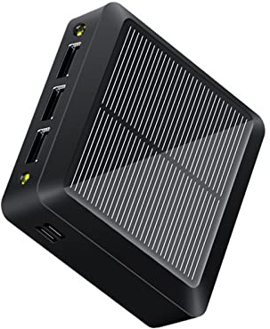 Power Bank Mini caricatore solare 10000 mAh grande capacità caricabatterie portatile ricarica rapida batteria esterna per attività all'aperto, nero