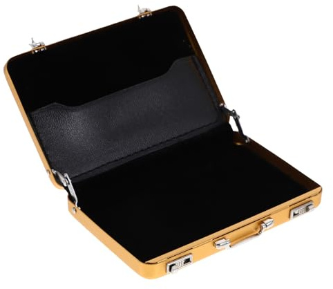 Gatuida Metal Visitenkartenetui Mini Aktentasche Kartenetui Große Kapazität Robuster Business Kartenhalter Praktisch für Visitenkarten Ausweise Fotos Reise Gold